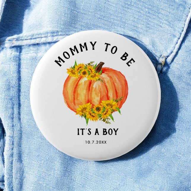 Mamma som ska vara Pumpkin-knapp för babyvisningsp Knapp (Skapare uppladdad)