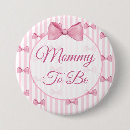 Mamma som ska vara Rosa Bow Baby Shower-knapp Knapp