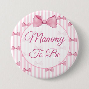 Mamma som ska vara Rosa Bow Baby Shower-knapp Knapp