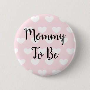 Mamma som ska vara Rosa Hearts Baby Shower Knapp