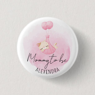 Mamma som ska vara Rosa Kattunge Flicka Knapp