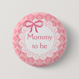 Mamma som ska vara Rosa Snöre Baby Shower Knapp
