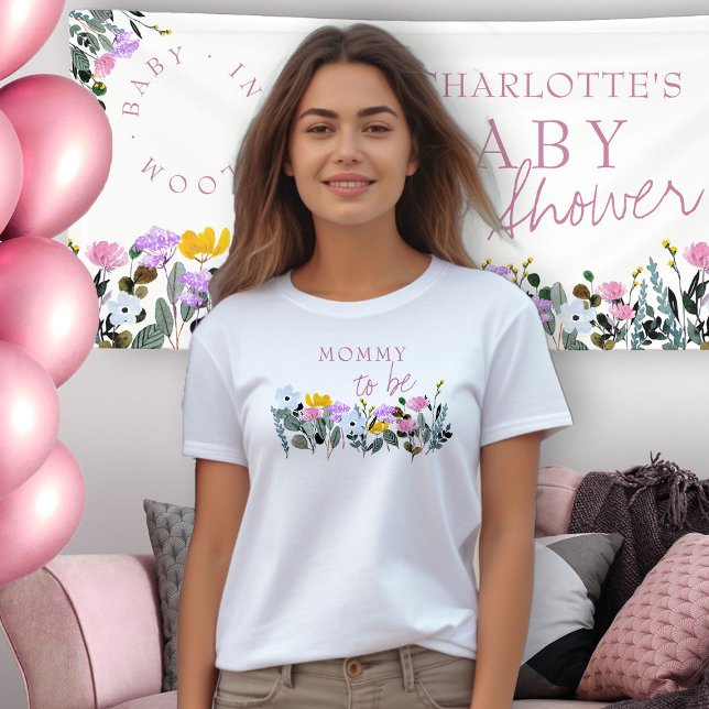 Mamma som ska vara Söt Wildblomma T Shirt (Mommy to Be t-shirt from my Wildflower Lawn Baby Shower Collection)