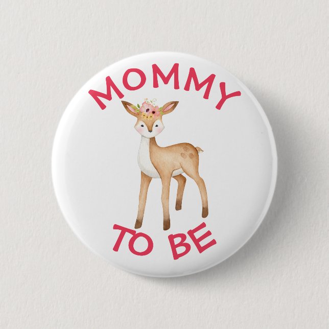 Mamma som ska vara Woodland Animals Baby Shower Bu Knapp (Framsida)