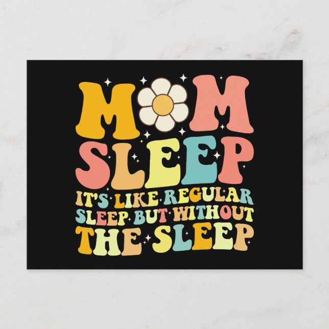 Mamma Sömnläge Funny Mors dag Groovy Retro Vykort (Framsida)