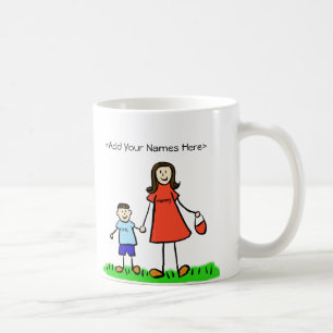 Mamma & son - Brunette Family Anpassningsbar Kaffe Kaffemugg