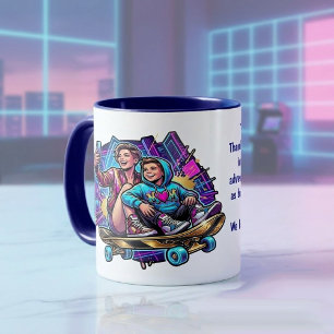 Mamma & Son: Neon Drive Personlig Mugg
