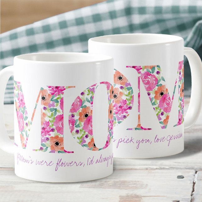 Mamma Söt Blommigt Brev om Mamma var blommor Kaffemugg (Skapare uppladdad)