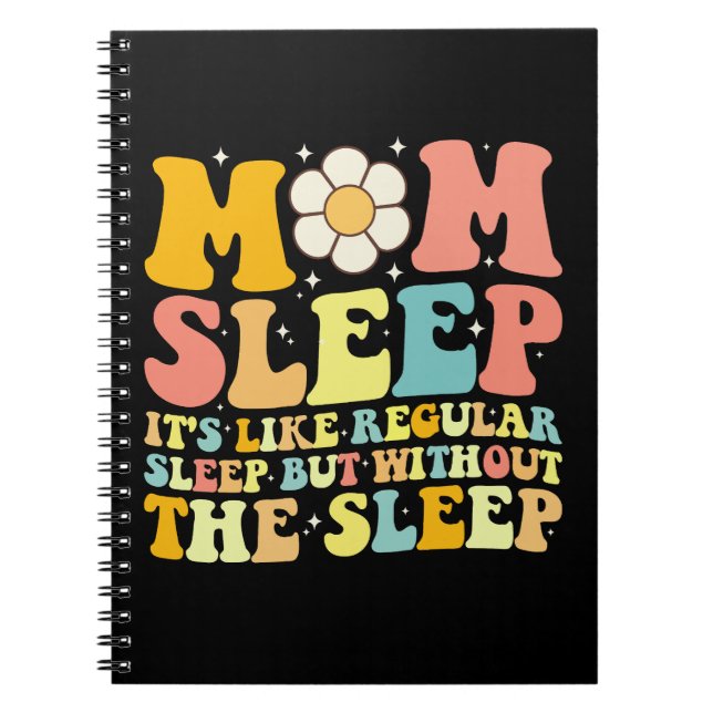 Mamma sover rolig mors dag groovy retro anteckningsbok (Framsidan)