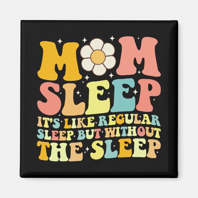 Mamma sover rolig mors dag groovy retro magnet (Framsidan)