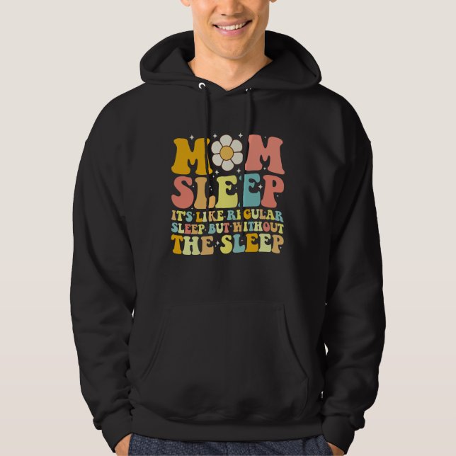 Mamma sover roligt mors dag groovy retro hoodie (Framsida)