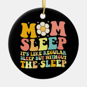 Mamma sover roligt mors dag groovy retro julgransprydnad keramik