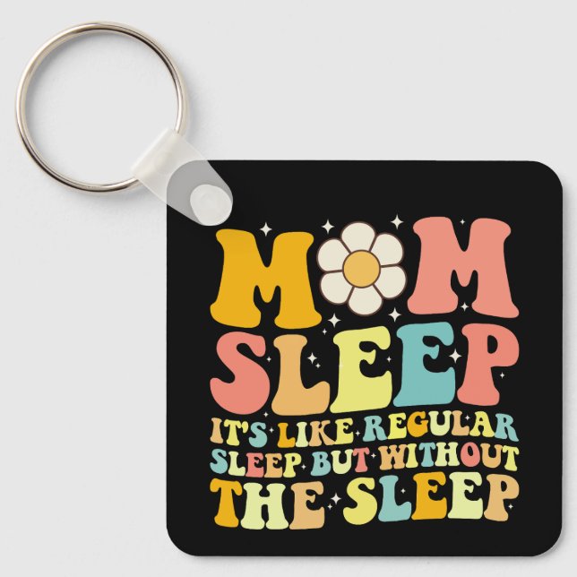 Mamma sover roligt mors dag groovy retro nyckelring (Framsida)