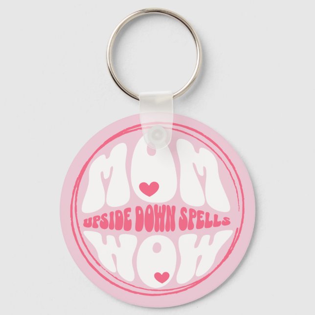 Mamma Spådomar upp och ned, Wow, Anpassningsbar fö Nyckelring (Framsida)