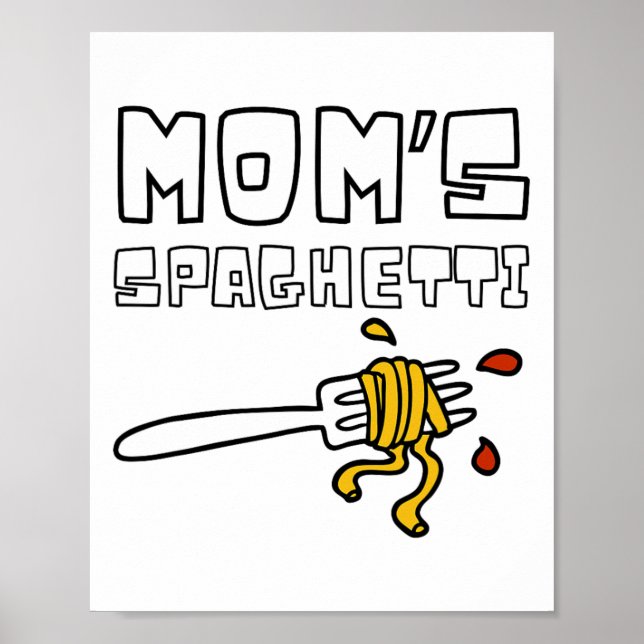 Mamma Spaghetti Funny Småbarn Kids Poster (Framsidan)