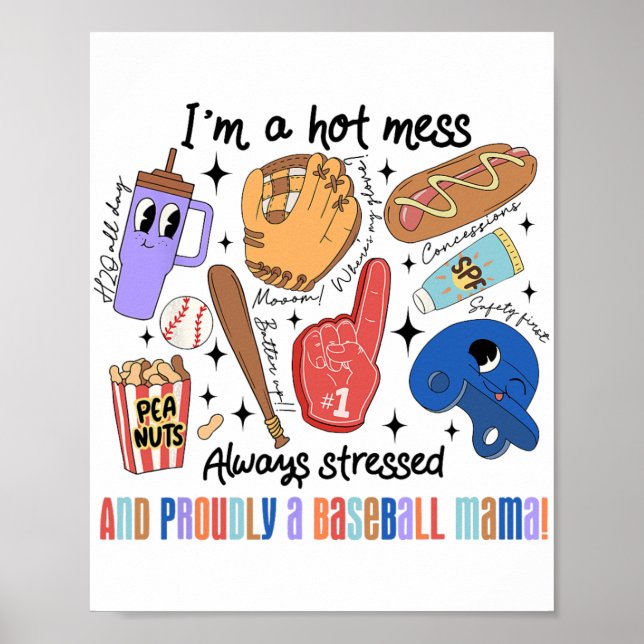 Mamma Speldagen Vibes Mors dag Women Baseball Mamm Poster (Framsidan)