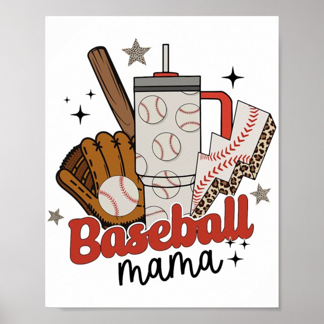 Mamma Speldagen Vibes Mors dag Women Baseball Mamm Poster (Framsidan)