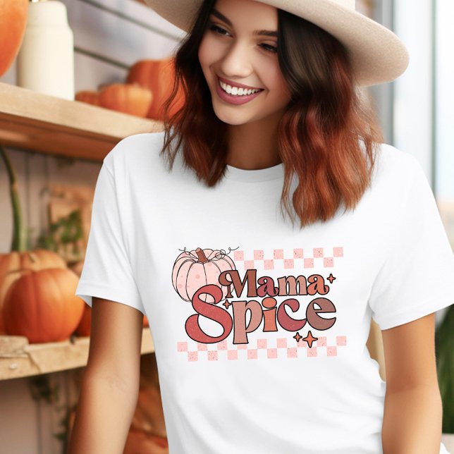 Mamma Spice Fall Retro Pumpkin Rosa T Shirt (Mama Spice Fall Retro Pumpkin Pink Tri-Blend Shirt)