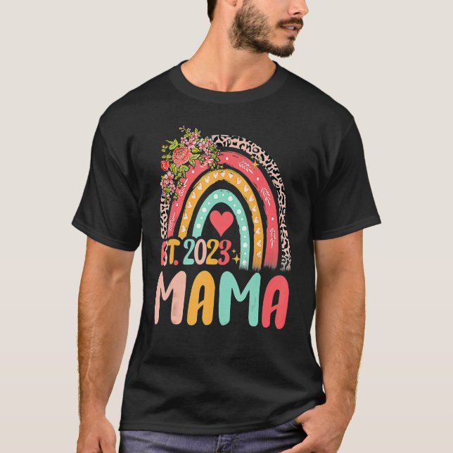 Mamma st 2023 Cute New mamma Women Leopard Rainbow T Shirt (Framsida)
