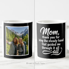 Mamma Stadig Hand Guidade Mig Skript 1 Foto Svart Kaffemugg