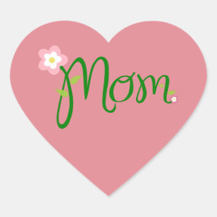 Mamma Strawberry Rosa Heart Sticker Hjärtformat Klistermärke