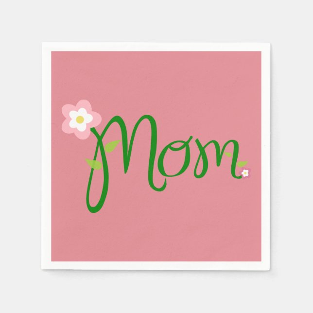 Mamma Strawberry Rosa Standard Cocktail Pappersser Pappersservett (Framsidan)