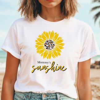 Mamma Sunshine | Gult Solrosleopard Skriv ut T Shirt