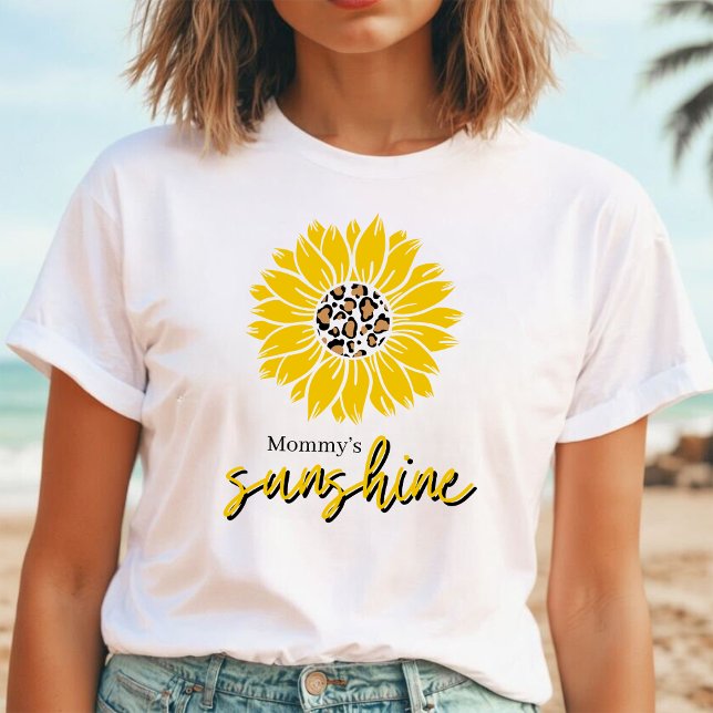 Mamma Sunshine | Gult Solrosleopard Skriv ut T Shirt (Skapare uppladdad)