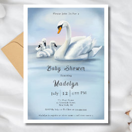 Mamma Svan Med Babys Baby Shower Inbjudningar