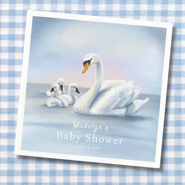 Mamma Svan Med Babys Baby Shower Pappersservett (Skapare uppladdad)