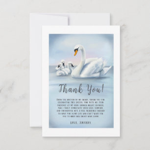 Mamma Svan Med Bebisar Baby Shower Tack Kort