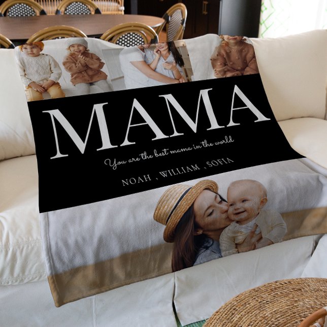 Mamma, svart och vit, månatlig typografi 4 foto fleecefilt (Skapare uppladdad)
