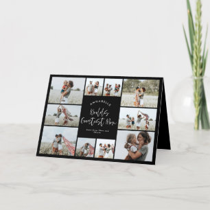 Mamma svarta elegant modern minimal fotokollage tack kort