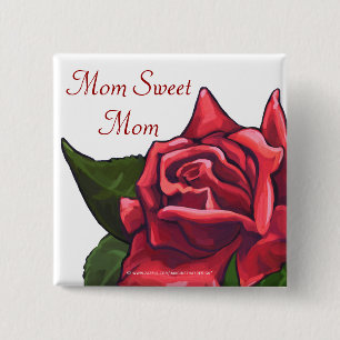 Mamma Sweet Mamma Röd ros Knapp
