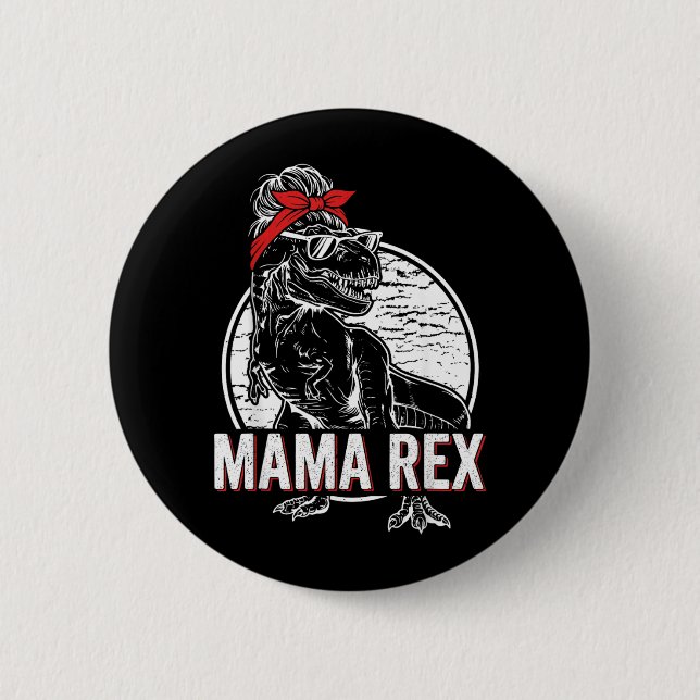Mamma T rex Dinosaur Mamma Rolig Mama Saurus Födel Knapp (Framsida)