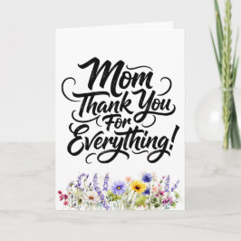 Mamma Tack För Allt Akvarell Vildblomma Kort