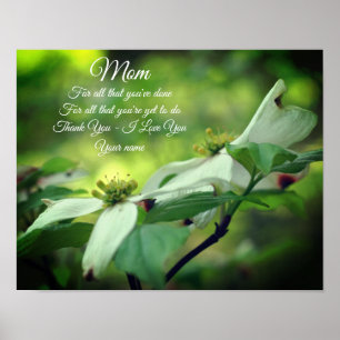 Mamma Tack Kärlek Dogwood Blommigt Personlig Poster