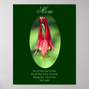 Mamma Tack Kärlek Du Columbine Personlig Poster