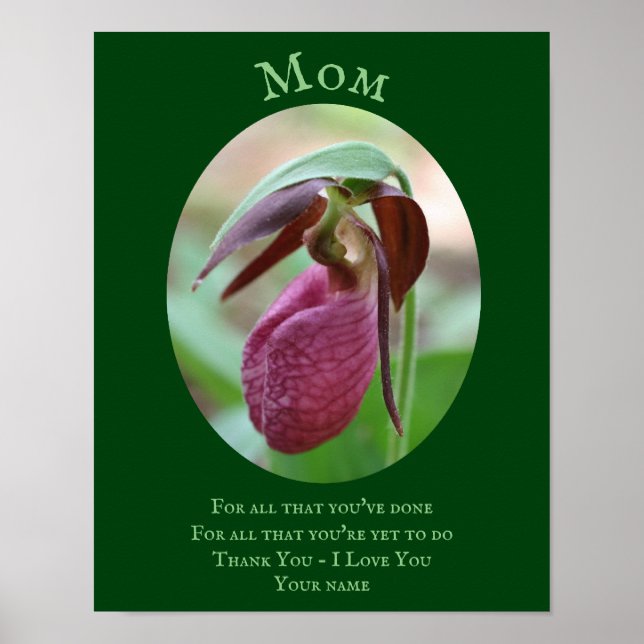 Mamma Tack Kärlek Rosa Dam Slipper Personlig Poster (Framsidan)
