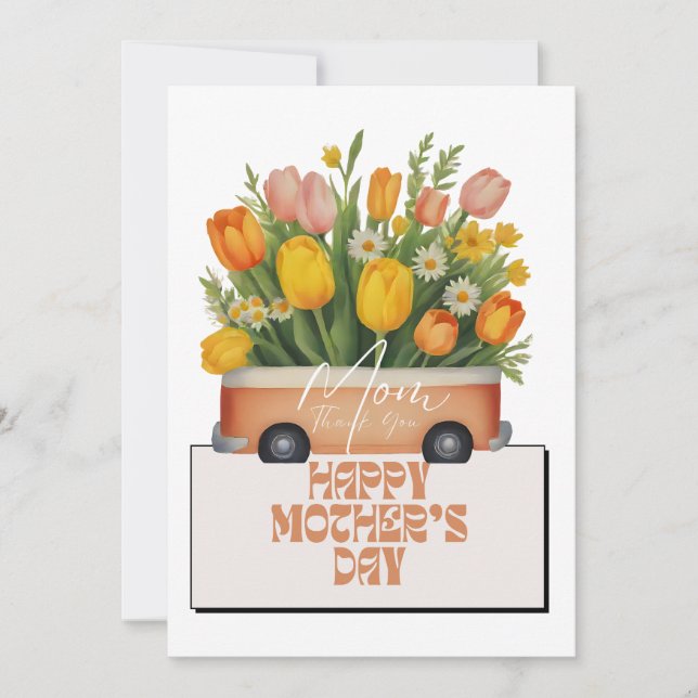 Mamma, Tack Peach Bouquet Mors dag Card (Framsida)