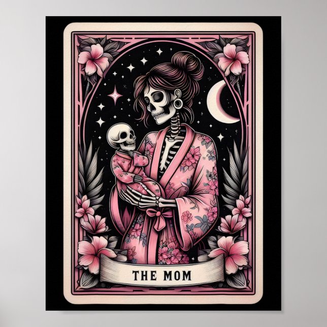 Mamma Tarot Card Mors dag Rosa Skeleton Mamma B Poster (Framsidan)