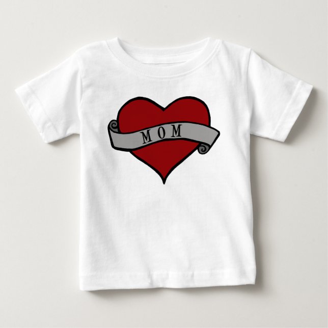 Mamma Tattoo Heart T Shirt (Framsida)