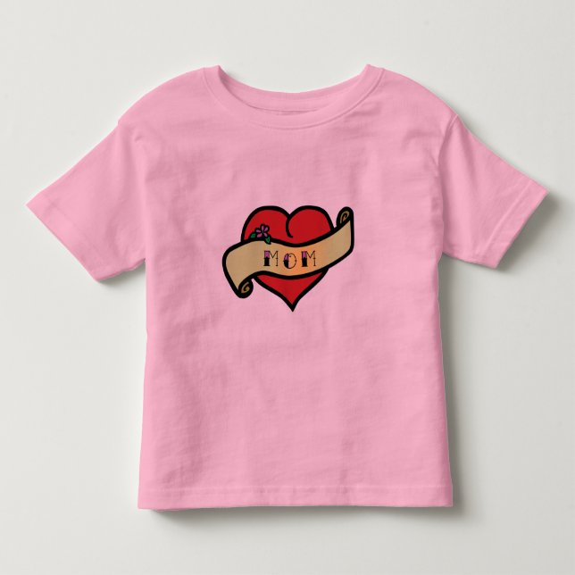 Mamma Tattoo Heart Tee Shirt (Framsida)