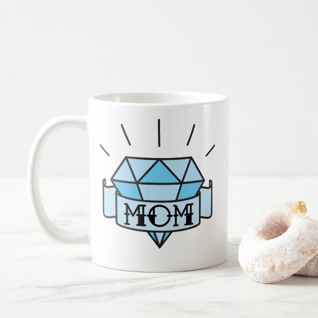 Mamma Tattoo Stil Diamond Coffee Mugg (Med munk)