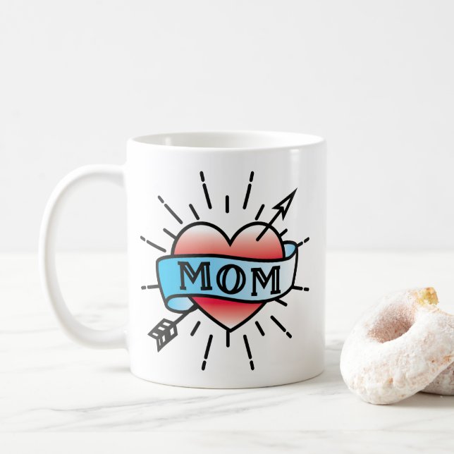 Mamma Tattoo Stil Ro Coffee Mugg (Med munk)