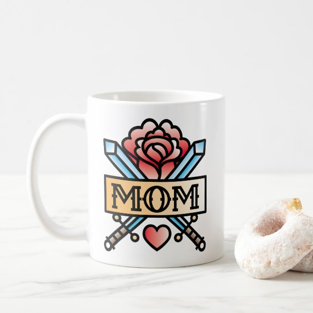 Mamma Tattoo Stil Ro Coffee Mugg (Med munk)