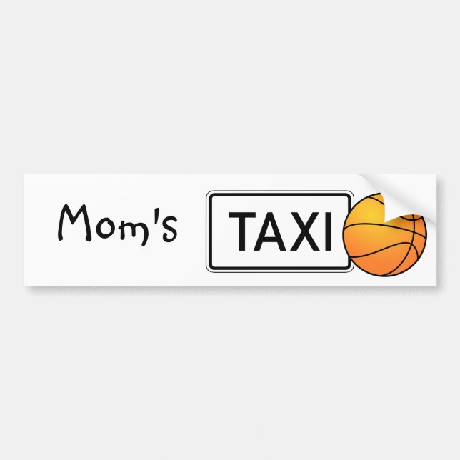 Mamma Taxi Basketball Bumper Sticker Bildekal (Framsidan)