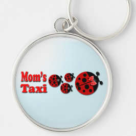 Mamma taxi rund silverfärgad nyckelring