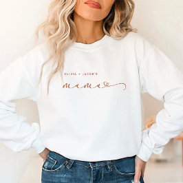 Mamma | Terracotta Script och Heart med Kids Namn T Shirt