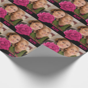 Mamma text för födelsedagfoto som slår in pappe presentpapper